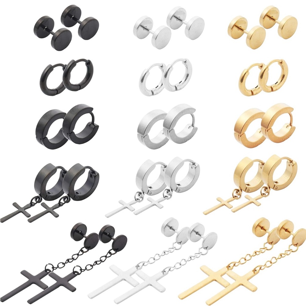 NEWITIN 15 Pairs Stainless Steel Stud Earring